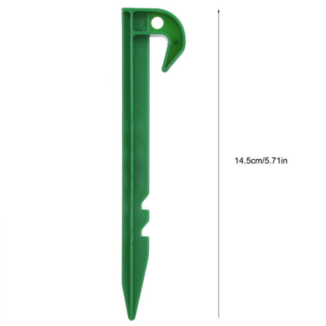 [Piquets de fixation pour jardin] Piquets plastique durables Green 10pcs 14.5cm - Pour barrière anti-mauvaises herbes, filets ombrageants et bâches
