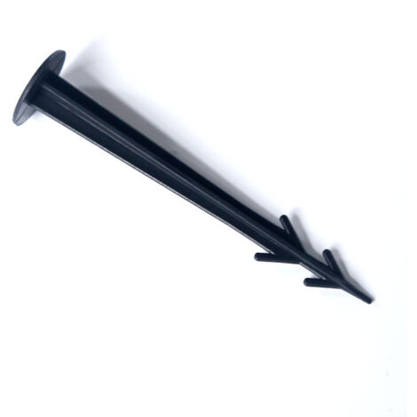 Piquets de fixation sol en plastique, lot de 200, clous, sardines, jardin, tente, fixation terre 11,5 cm, noir
