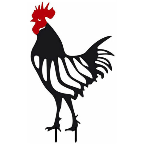 Piquets de Jardin Décoratifs Décor de Cour Poule en Métal, Décor de Statue de Coq Creux pour Ornements de Pelouse Extérie