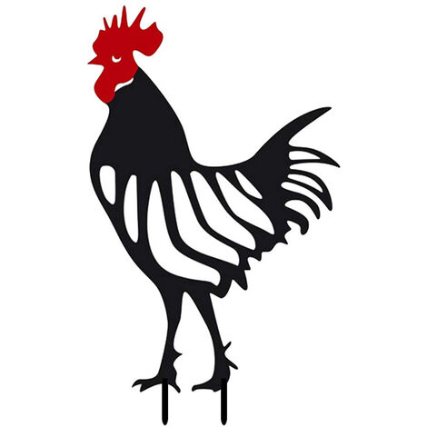 Piquets de Jardin Décoratifs Décor de Cour Poule en Métal, Décor de Statue de Coq Creux pour Ornements de Pelouse Extérieure