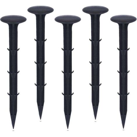 Piquets de jardin en plastique UlisemGarden pour fixation de toiles anti-mauvaises herbes, protection UV (50 pièces, noir)