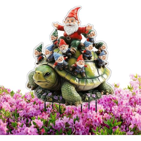 Piquets de Jardin - GNOME Plat 2D en Acrylique sur Piquet Tortue -