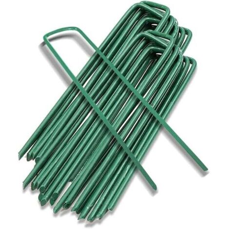 Piquets de Jardin Piquet Fixation Tente Sol Cheville Agrafes Jardinage pour Fixer Toile Paillage Clôture Barrière Contre Filets Camping Gazon Artificiel,20pièce, Vert, 15x3