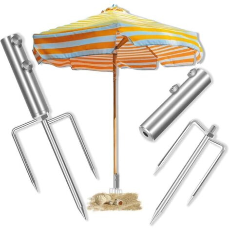 Piquets de parasol, pied de parasol avec piquets de pelouse, pied de parasol amovible, piquets de sol en métal, pied de parasol au sol, piquets de pelouse pour la pêche, la plage, la pelouse