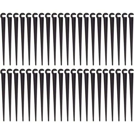 Piquets de Support de Tuyau d'irrigation Support Piquet de Tube Irrigation Goutte à Goutte Plastique Outil de Jardinage.Paquet de 100(Taille d'ouverture 1/4 pouce)