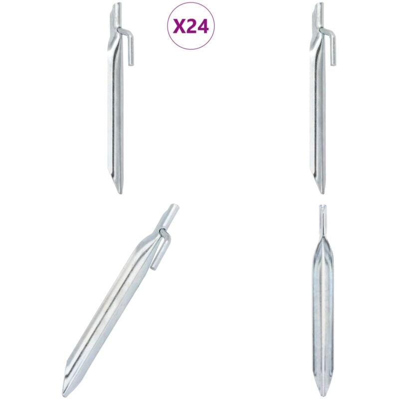 Piquets de tente 24pcs en forme de V 17cm Ø20mm acier galvanisé - Piquets De Tente - Piquets De Camping - Accessoires De Tente - Fixation De Tente