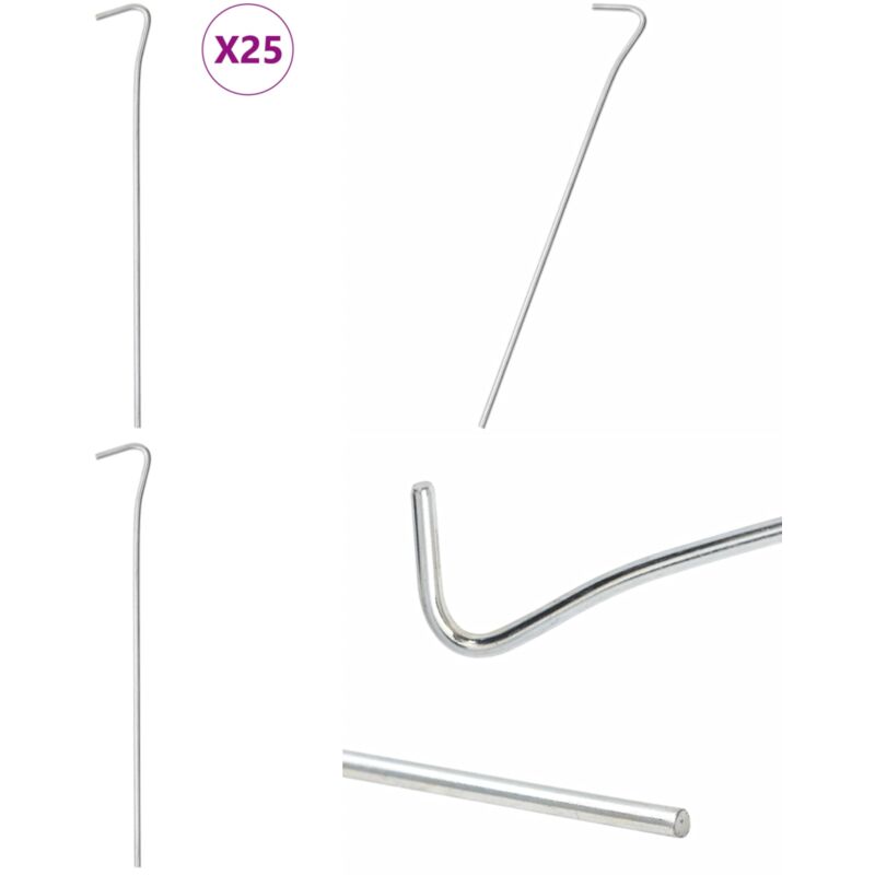 Piquets de tente 25 pcs 23 cm Ø4 mm acier galvanisé - Piquets De Tente - Accessoires De Camping - Équipement De Camping - Fixation De Tente