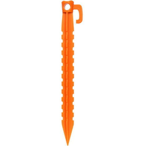 Piquets de tente de camping (10 piquets de tente d'extérieur en plastique pour décoration de Noël, maison gonflable, bâche de pluie, activités de plein air, plastique durable, orange de sécurité – 22,