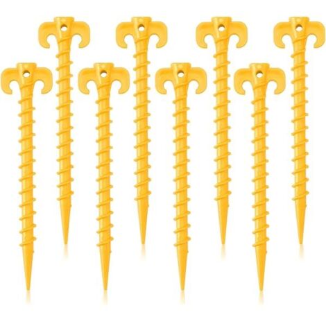 Piquets De Tente En Plastique - 7,5 Pouces - Forme Spiralée - Pour Sable Et Sol Dur - 8 Pièces