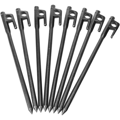 Piquets de tente Piquets de sol Camping Heavy Duty Rocky Cast Fer forgé 8 pouces avec crochet
