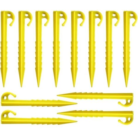 Piquets De Tente - Piquets Plastique ABS Dentelés 15 cm - Pour Camping Extérieur Jardin Filet Clôture - Lot De 12