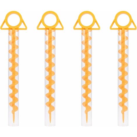 Piquets de Tente Spirale Sardine Tente Tent Peg Tente en Spirale Durable Piquet de Tente en Plastique Piquets de Tente 30 cm pour Tentes, Trampolines, Animaux de Compagnie, avec Tube, 4 Pièces