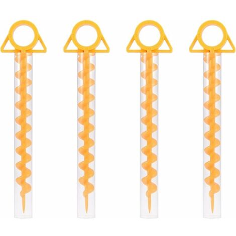 Piquets de Tente Spirale Sardine Tente Tent Peg Tente en Spirale Durable Piquet de Tente en Plastique Piquets de Tente 30 cm pour Tentes, Trampolines, Animaux de Compagnie, avec Tube, 4 Pièces