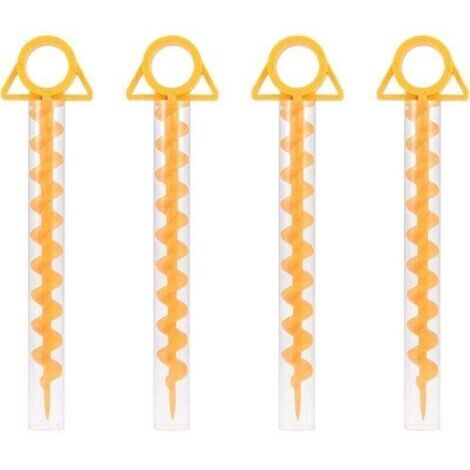 Piquets de tente spirales , piquets de tente sardine, piquets de tente spirales en plastique robuste de 30 cm pour tentes, trampolines, animaux avec tube, lot de 4