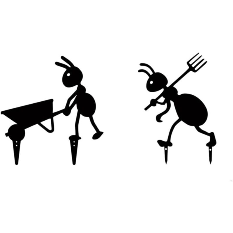 Piquets Décoratifs Métal Forme de Fourmis, Métal en Forme Fourmis pour Jardin, Lot De 2 Piquets de Jardin Décoratifs en Métal pour Cour, Jardin,