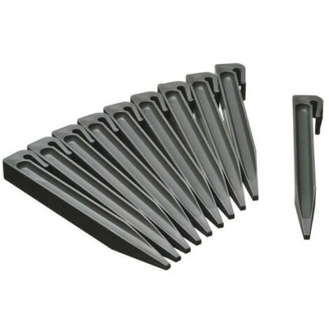 Nature – Piquets pour bordures de jardin – Lot de 10 ancres en polypropylene gris – Hauteur 19,5 cm – Installation facile dans tous types de sols