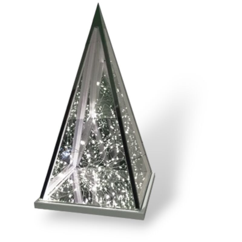 Piramide 3D decorazione natalizia per interno con luci led bianco caldo a batteria