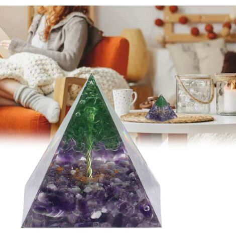 Pirámide de cristal de orgonita para meditación – Pirámide de orgonita con piedra energética – Pirámide de cristal hecha a mano de 6x6x6,6 cm para el equilibrio y la paz.