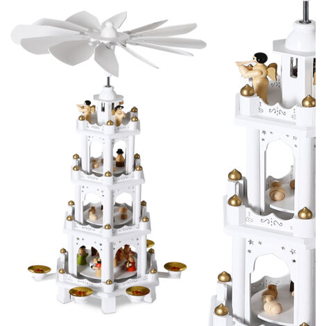 Pirámide de Navidad XL de madera blanca
