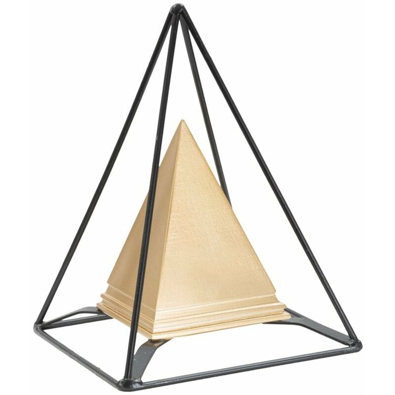 Image of Piramide decorativa in poliresina color oro per decorazioni ambienti -Con ferro