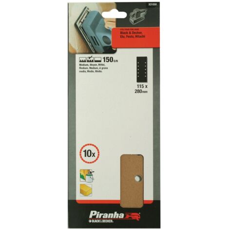 PIRANHA BLACK DECKER 10 FOGLI ABRASIVI FORATI 115X280 G.150 X31050