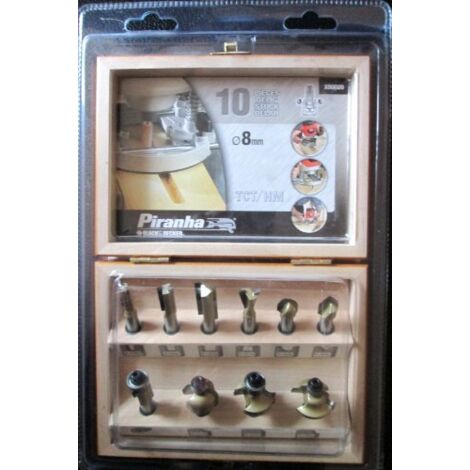 PIRANHA - BLACK&DECKER - SET 10 FRESE TCT PER FRESATRICE CODOLO 8MM