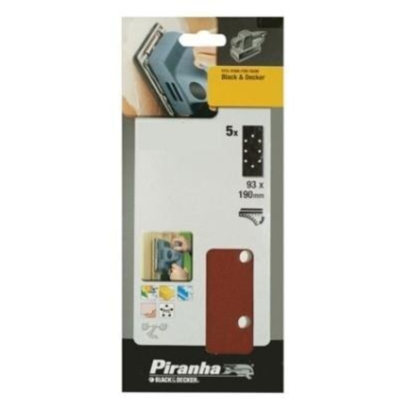 Black&decker - piranha - 5 fogli abrasivi rettangolari per levigatrice orbitale - con feltro