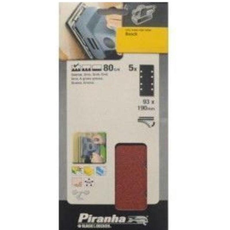 Bosch - Piranha - Fogli Abrasivi Con Velcro Forati - Grana 80