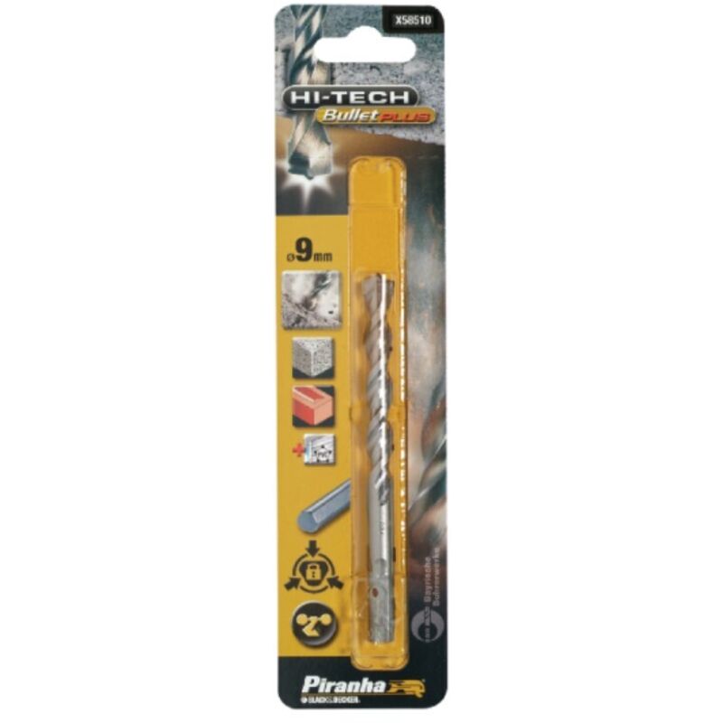 Black decker - piranha - punta professionale per trapani - per mattoni/muratura - Ø9MMx120MM - al carburo di tungsteno