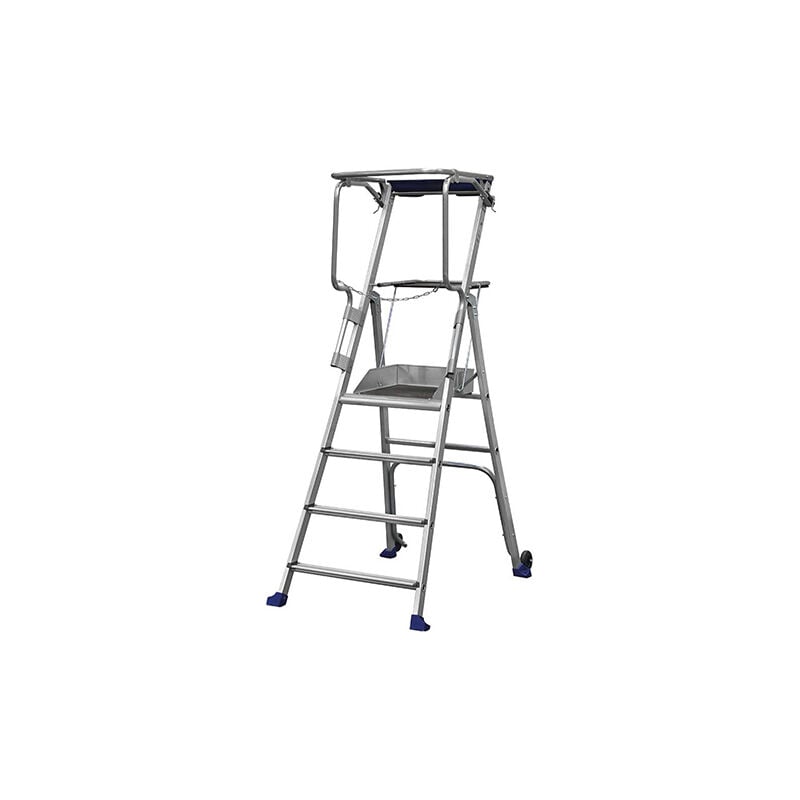 Matisère - Escabeau pro 4 marches - hauteur de travail max. 2.95m - PIRLF4/ALU