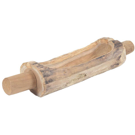 PIROGUE - Plat en Teck Naturel Brut - Dimensions 19x9cm - Finition Bois Naturel - Pièce Unique Artisanale