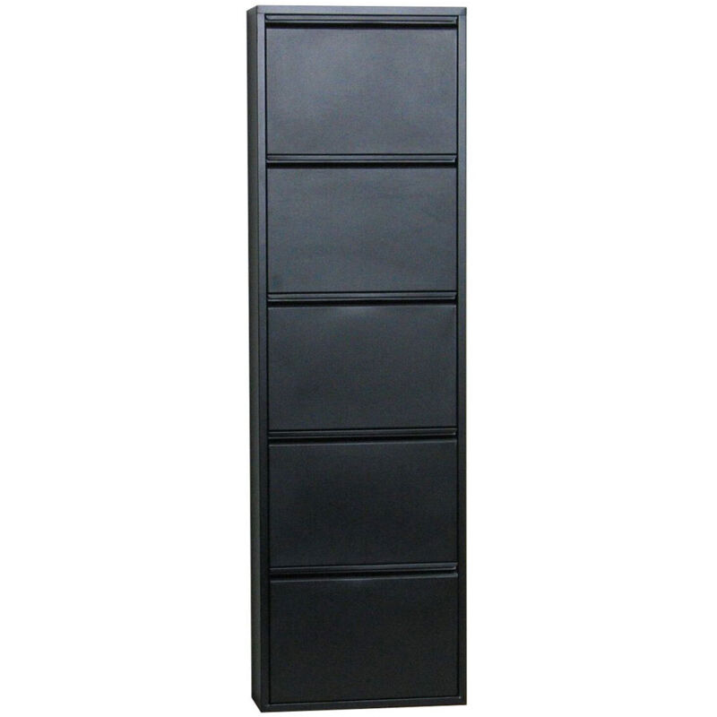 Ebuy24 - Pisa Armoire à chaussures à 5 rabats/portes en métal noir. Livré entièrement monté.