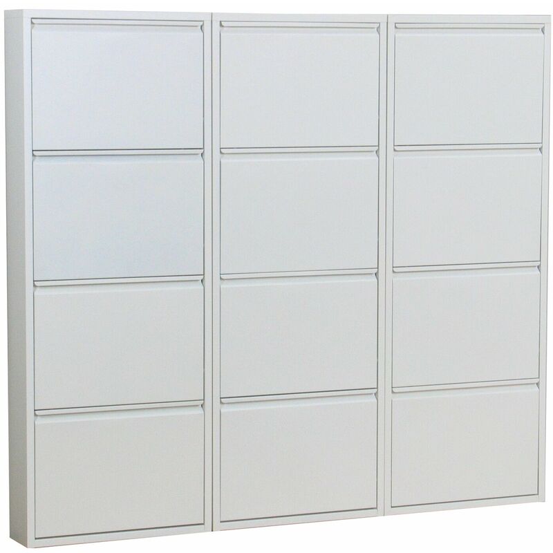 Ebuy24 - Pisa Armoire à chaussures avec 12 casiers/portes en métal blanc. Livrée entièrement montée.