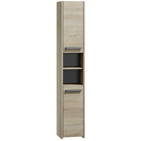 HUCOCO PISA Colonne de salle de bain 30x30x170 Meuble salle de bain Rangement salle de bain Armoire Toilette Colonne rangement