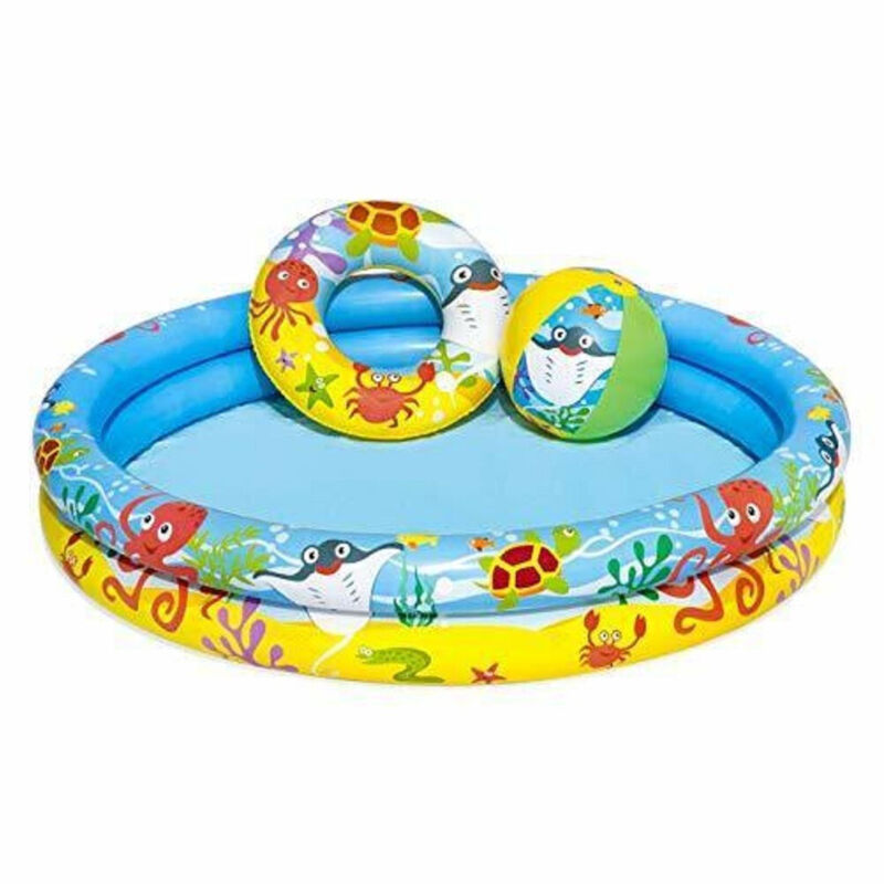 Trade Shop - Piscina 2 Anelli Per Bambini Barriera Corallina 122X20Cm Palla Salvagente 51124 -