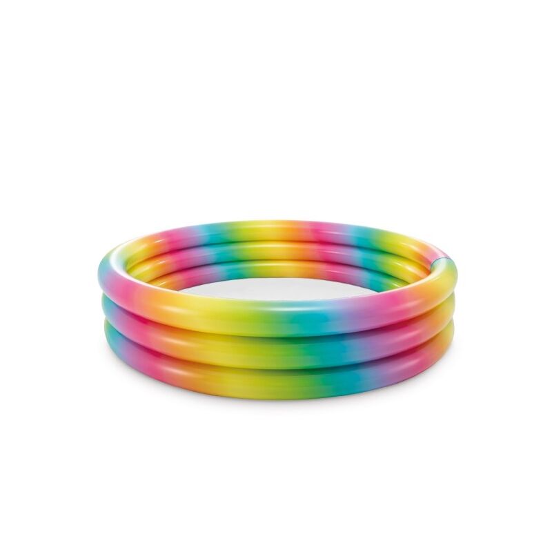 Trade Shop Traesio - Piscina Rainbow 168X38Cm Grande 3 Anillos Hinchable Multicolor Jardin 58449