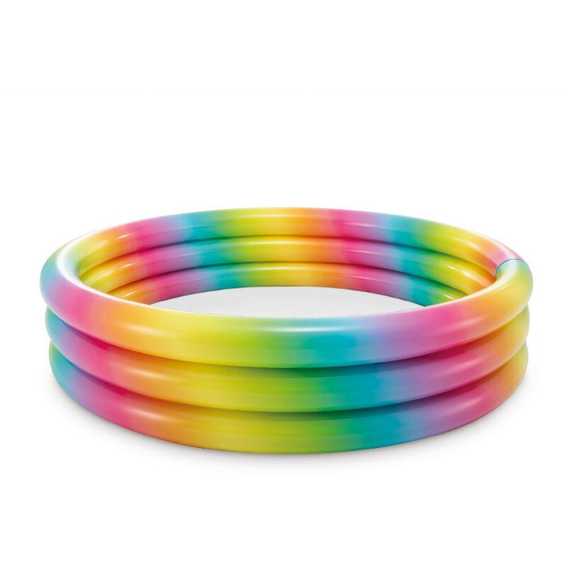 Trade Shop - Piscina Arcobaleno 168X38Cm Grande 3 Anelli Gonfiabile Multicolore Giardino 58449 -