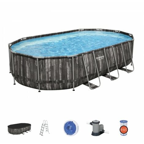 Bestway 5611r piscina fuori terra ovale effetto legno 610x366x122 c...