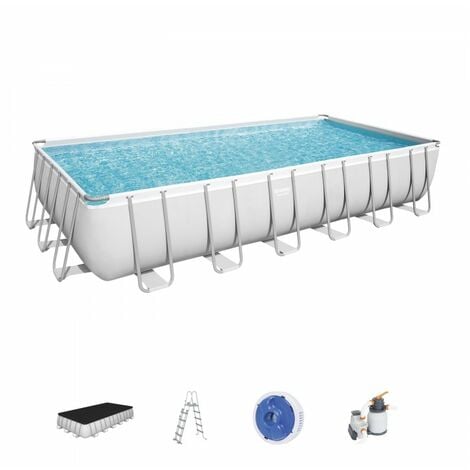 Piscina Bestway Power Steel Fuori Terra Rettangolare con filtro a sabbia - 732x366x132 cm