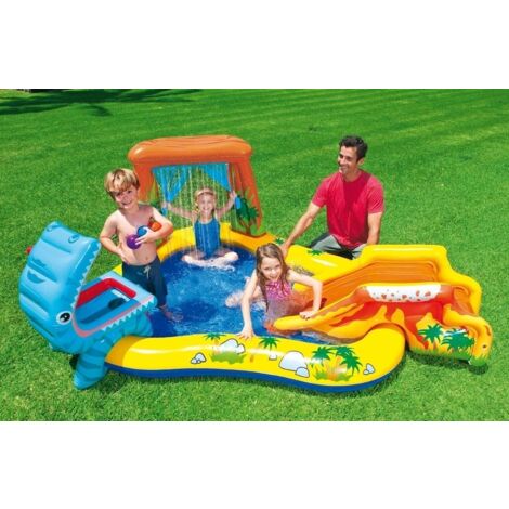 Piscina con Scivolo Dinosauro per Bambini Intex Gonfiabile Gioco da Giardino