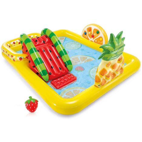 Piscina con Scivolo Parco Giochi per Bambini Intex Gonfiabile Frutta con Palline