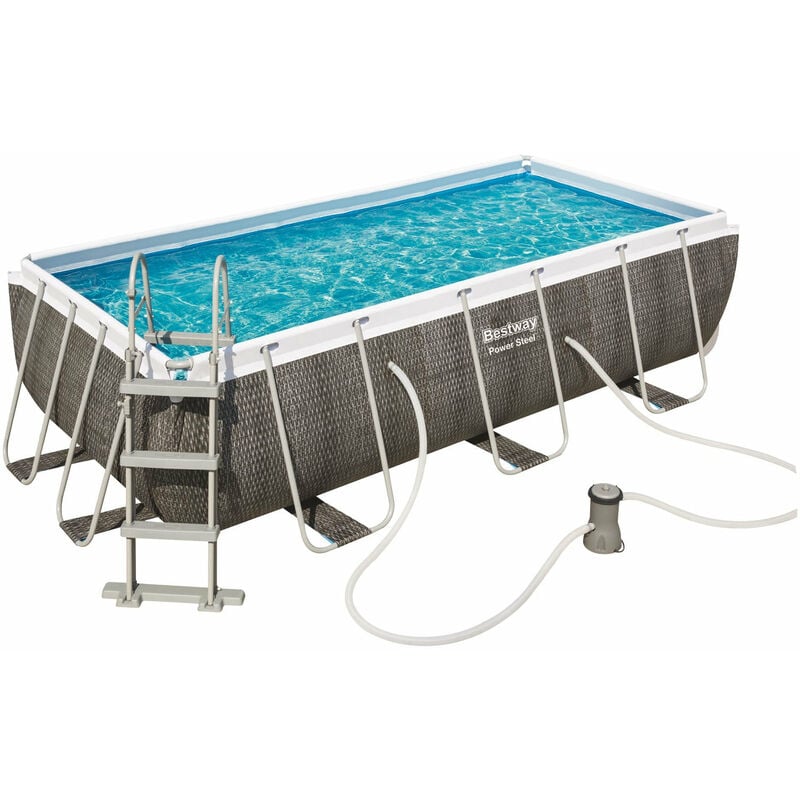 Piscina con struttura rettangolare rattan 4.04m x 2.01m x 1.00m Power Steel Bestway 56721