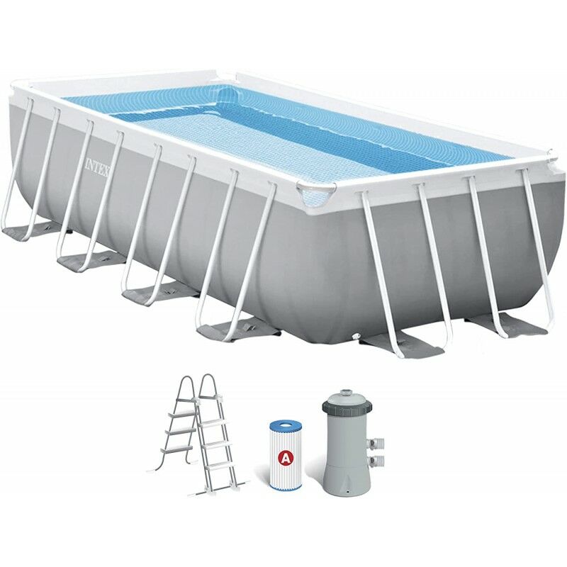Intex 26788 Piscina Rettangolare, Grigio, 6.836 Litri, 400x200x100 Cm