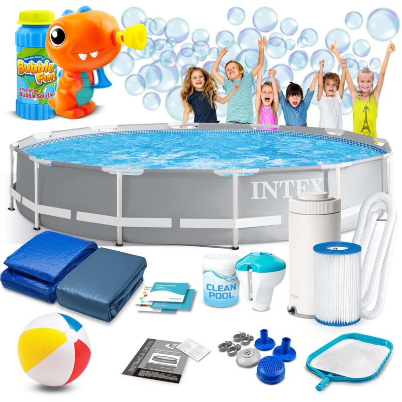 Piscina da giardino con telaio 366 x 76 cm 16 in 1 INTEX 26712 + macchina per le bolle in OMAGGIO