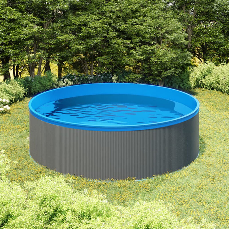 

Piscina de chapoteo con escalera y bomba 350x90 cm gris
