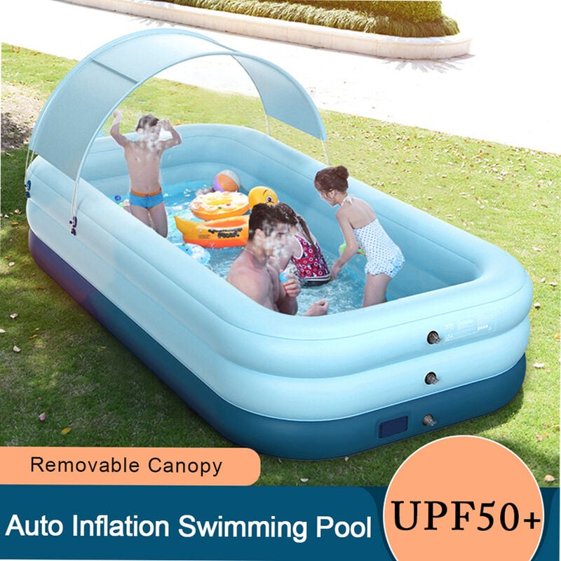 

Piscina de inflado automatico,Piscina inflable resistente al sol,Azul, 2,1 M