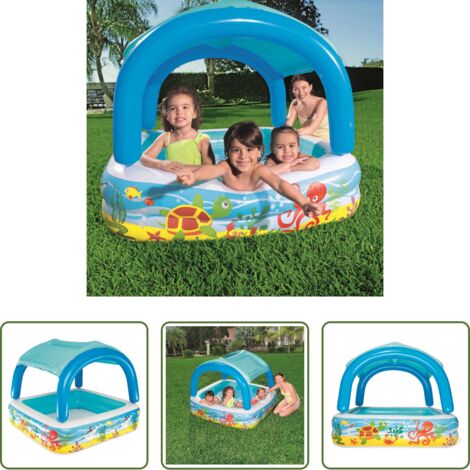 Piscina de juegos - Bestway Piscina de juegos con toldo azul 140x140x114 cm 52192