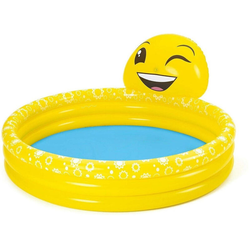 Trade Shop - Piscinetta Piscina Per Bambini Smile Emoticon 165 X 144 X 69Cm Con Spruzzo 53081 -
