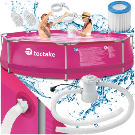 Piscina desmontable redonda con filtro depurador - piscina portátil de acero robusto, piscina para jardín con desagüe rápido, piscina particular con depuradora