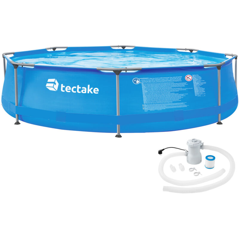 Tectake - Piscina Desmontable Redonda Con Filtro Depurador Ø 300 X 76 Cm - Piscina Portátil De Acero Robusto, Piscina Para Jardín Con Desagüe Rápido,
